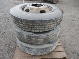 3) 265/75 R22.5 TIRES & RIMS