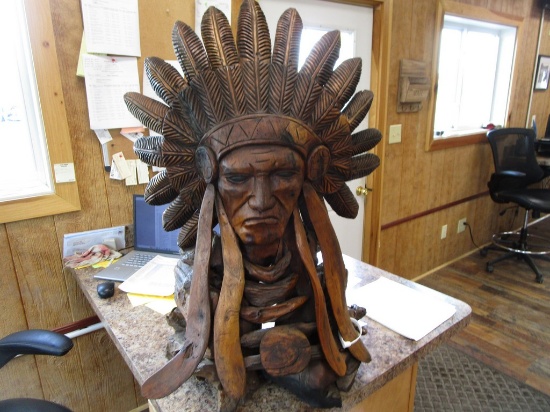 TEAKWOOD INDIAN BUST