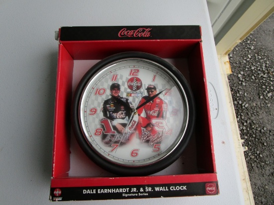 COCA-COLA DALE EARNHARDT JR AND SR WALL CLOCK
