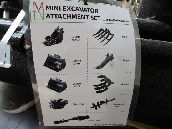 MINI EXCAVATOR ATTACHMENT SET 9 PIECE