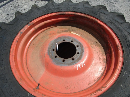 2X ORANGE WHEELS AND TIRES 18.4-34