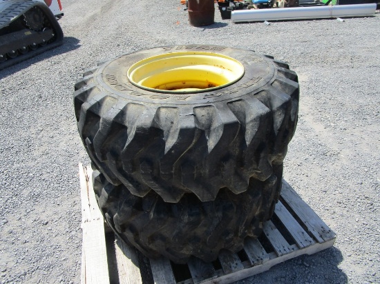 PAIR 15X19.5 R4 TIRES & RIMS