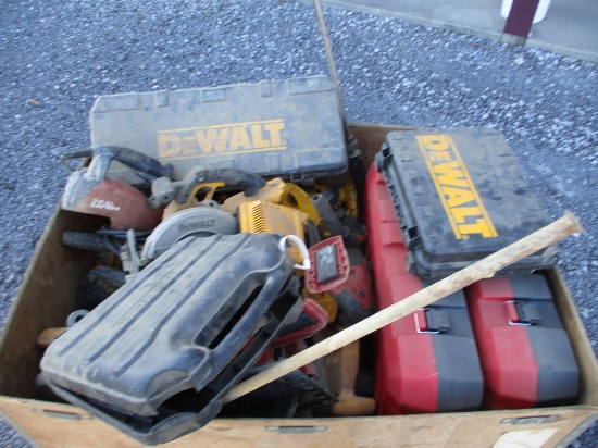 CRATE OF POWER TOOLS AND CASES