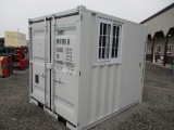 8'X6.5' STORAGE CONTAINER  W/ WINDOW AND WALK IN DOOR