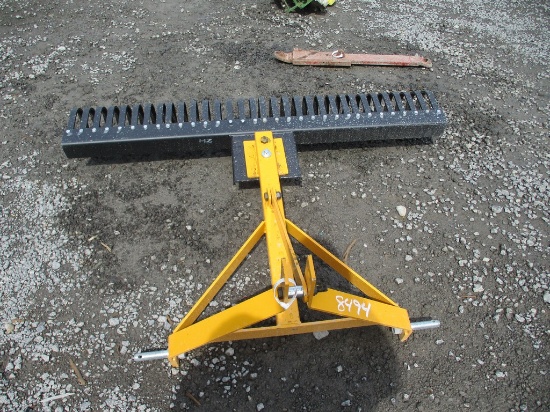 YELLOW 5' 3PT ROCK RAKE