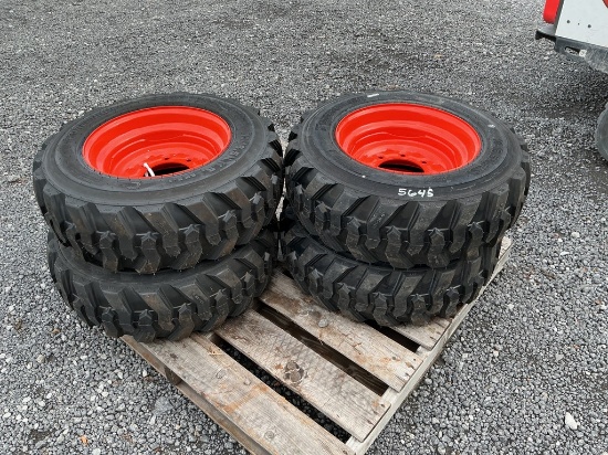 4) 10-16.5 SKIDSTEER TIRES AND RIMS