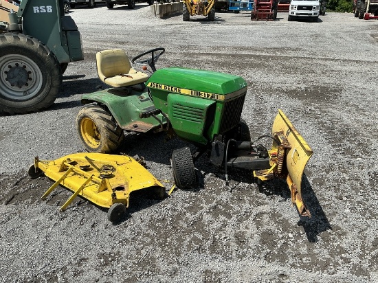 John Deere 317 Lawn Mower W/ Snow Blade