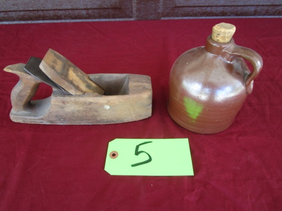 Stoneware Jug & Woodworking Plane