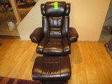 Leather chair & footstool