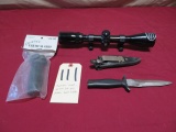 Bushnell Scope, Gerber Boot knife, AR grip