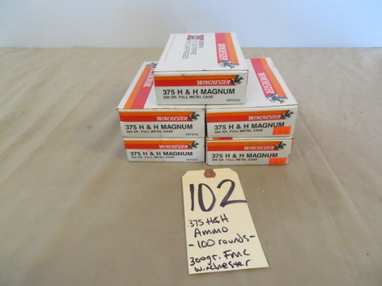 .375 H&H Mag ammo - 100 rnds.