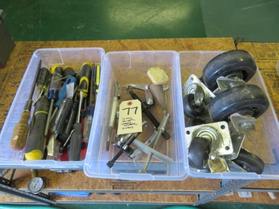 Screwdrivers, Caster wheels, gear pullers
