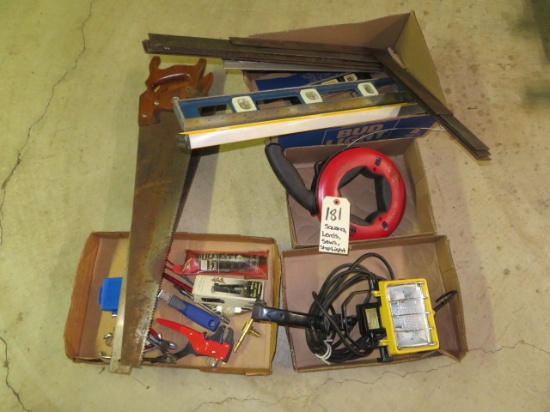 Squares, Levels, Hand Saws, Shop Light, etc.