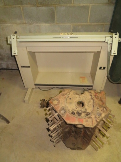 Metal Utility Table, Engine Block & Crankshaft