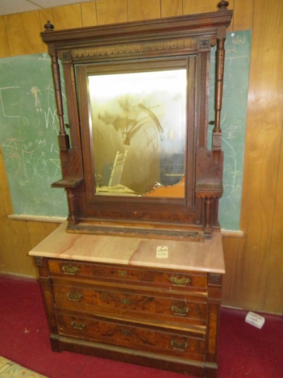 Victorian Marble Top Dresser & Mirror