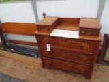Walnut victorian dresser w/mirror, Maple bed frame