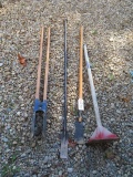Post hole digger, tamper, scraper, spud bar
