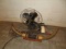 Vintage table fan, cattle horns, rug beaters