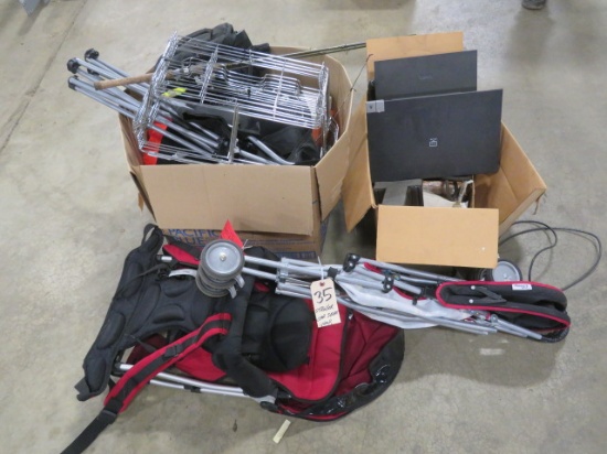 Stoller, Baby Carrier, fishing poles, misc. items