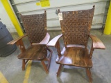 (2) Wooden arm chairs
