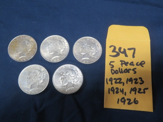 Lot of (5) Peace Dollars