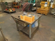 40"x54" steel table with contents