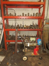 Milling machine tooling on cart and rack