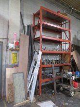 Pallet rack, scrap metal on side