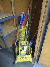 Mop bucket and cleaning items