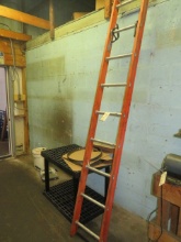 Ladder, plastic shelf, bandsaw blades