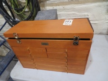 Wooden tool chest and storage boxes