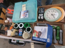 Clocks, baseball items, weights, etc.