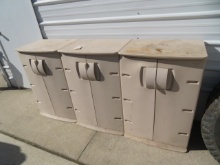(3) plastic storage cabinets