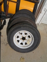 (4) 205-75-15 trailer tires on rims
