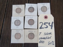 (7) 80% Silver Canadian Quarters