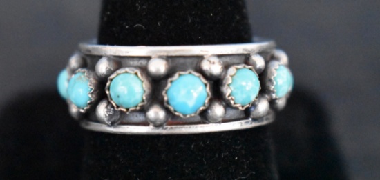 TURQUOISE NATIVE AMERICAN SIGNED RING!