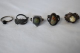 FIVE VERY OLD SILVER RINGS!