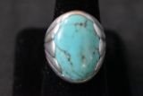 NATIVE AMERICAN STERLING AND TURQOISE RING!