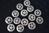 SET OF 14 TEXAS RANGERS SILVER BUTTONS!