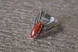 NATIVE AMERICAN CORAL SILVER RING!