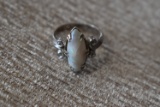 SILVER RING WITH BEAUTIFUL WHITE OPALESCENT STONE!
