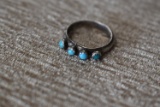 4 TURQUOISE STONE SILVER RING!