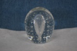 CLEAR BLOWN GLASS PAPERWEIGHT!