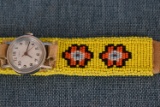 TIMEX ON NATIVE AMERICAN BEADED BAND!