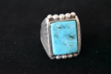 HEAVY STERLING AND TURQUOISE RING!