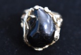 LARGE BLACK STONE 14K GOLD RING!