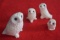 SET OF 4 CARVED BONE/IVORY OWLS!