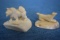 A PAIR OF SIGNED BONE/IVORY CARVINGS DOGS 2 INCH!