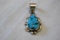 STERLING SILVER AND TURQUOISE PENDANT 7.5 GR!