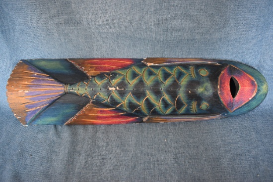 HAND CARVED AND PAINTED WOOD FISH!